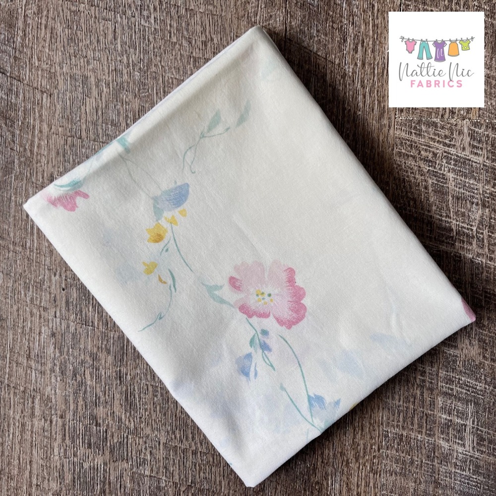 Vintage pastel floral pillowcase cream pink yellow green‎ flowers
